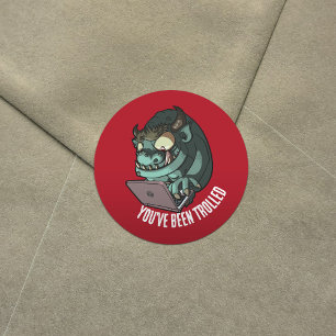 Funny Troll You've Been Trolled Laptop Cartoon Classic Round Sticker