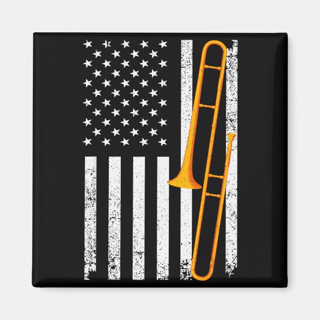 Funny Trombone Art For Men Women Jazz Music Trombo Magnet (Front)