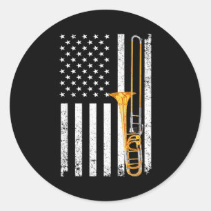 Funny Trombone Design For Men Women Musician Tromb Classic Round Sticker