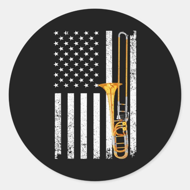 Funny Trombone Design For Men Women Musician Tromb Classic Round Sticker (Front)
