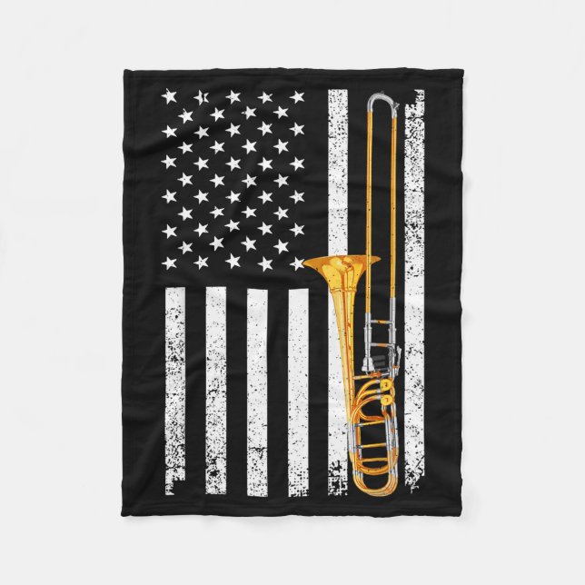 Funny Trombone Design For Men Women Musician Tromb Fleece Blanket (Front)