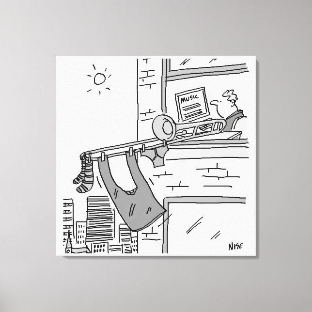 Funny Trombone Player Musician Canvas Print (Front)