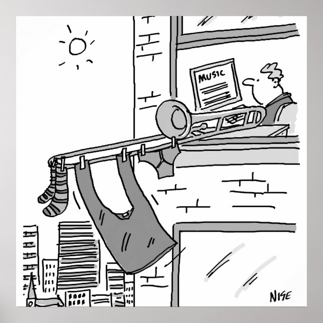 Funny Trombone Player Musician Poster (Front)