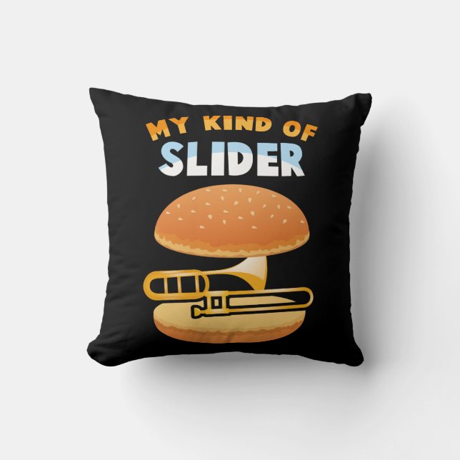 Funny Trombone Player Slider Musician Trombonist Cushion (Front)