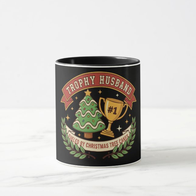 Funny Trophy Husband Fuelled by Christmas Tree Cak Mug (Center)