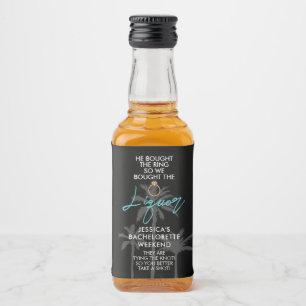 Funny Tropical Bachelorette Weekend Mini Liquor Bo Bottle Label