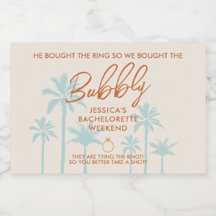 Funny Tropical Bachelorette Weekend Mini Sparkling Wine Label