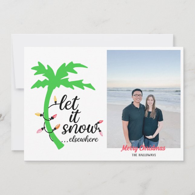 Funny Tropical Beach Christmas Photo Holiday Card (Front)