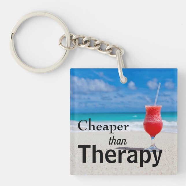 Funny Tropical Beach Photo Typography Key Ring (Front)