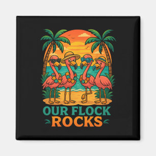 Funny Tropical Beach Vacation Pink Flamingo Magnet