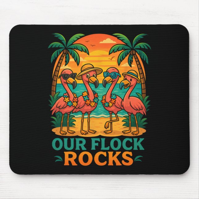 Funny Tropical Beach Vacation Pink Flamingo  Mouse Mat (Front)