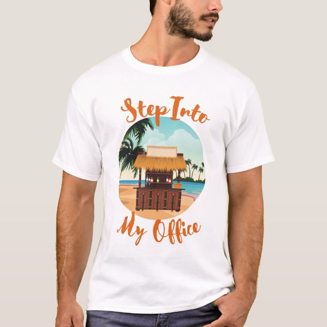 Funny Tropical Caribbean Island Office T-Shirt (Front)