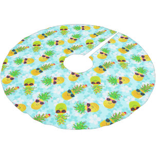 Funny Tropical Christmas Pineapples Brushed Polyester Tree Skirt