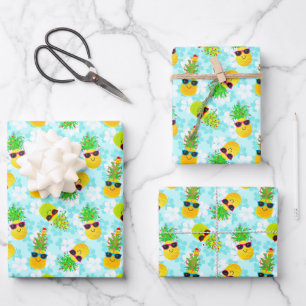 Funny Tropical Christmas Pineapples Wrapping Paper Sheet