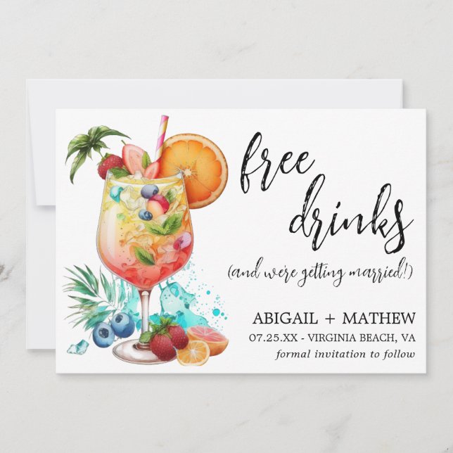 Funny Tropical Drink Cocktail Trend Photo Wedding  Save The Date (Front)