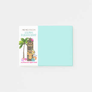 Funny tropical drink palm tree Hawaiian tiki head Post-it Notes