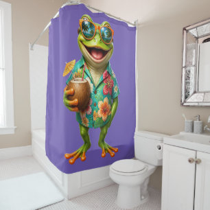 Funny Tropical Frog Shower Curtain Colourful Haw