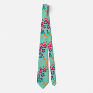 Funny Tropical Hibiscus blooms coloured + your bac Tie