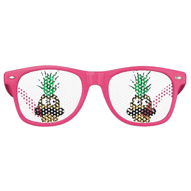 Funny Tropical Pineapple with Googly Eyes Moustach Retro Sunglasses (Front)