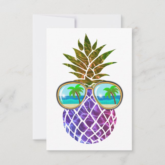 Funny tropical pineapple with sunglasses     (Front)