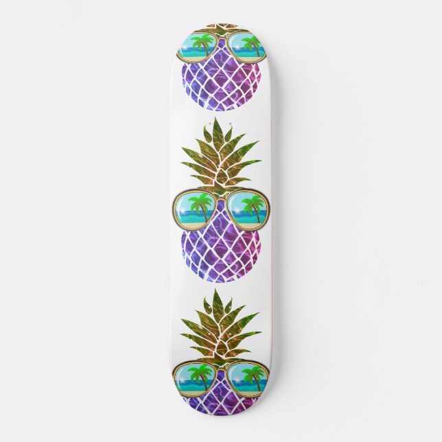 Funny tropical pineapple with sunglasses    skateboard (Front)