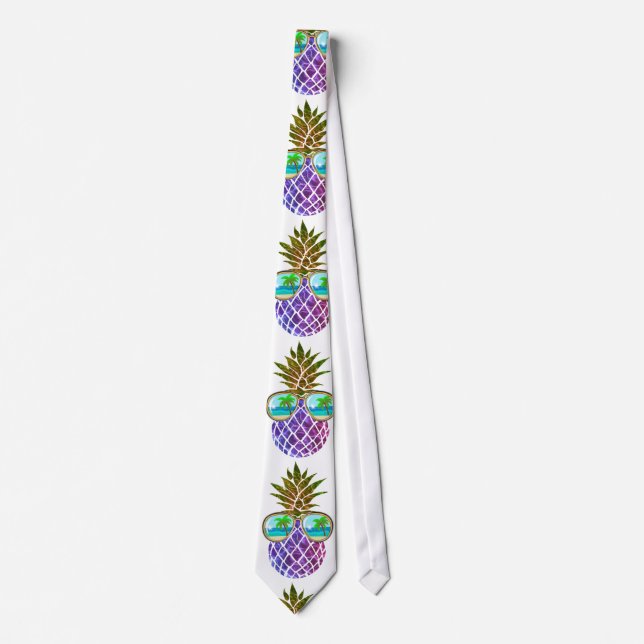 Funny tropical pineapple with sunglasses     tie (Front)