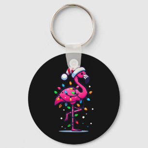 Funny Tropical Pink Flamingo Christmas In July Haw Key Ring