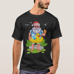 Funny Tropical Santa Claus Hawaiian Summer Christm T-Shirt