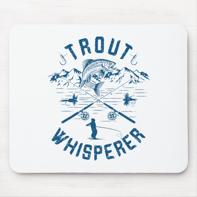 Funny Trout Fly Fishing Birthday Christmas Fathers Mouse Mat (Front)