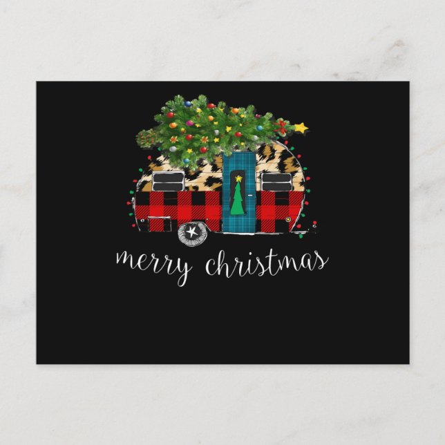 Funny Truck Camping Camper Christmas Buffalo Holiday Postcard (Front)