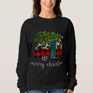 Funny Truck Camping Camper Christmas Buffalo Plaid Sweatshirt