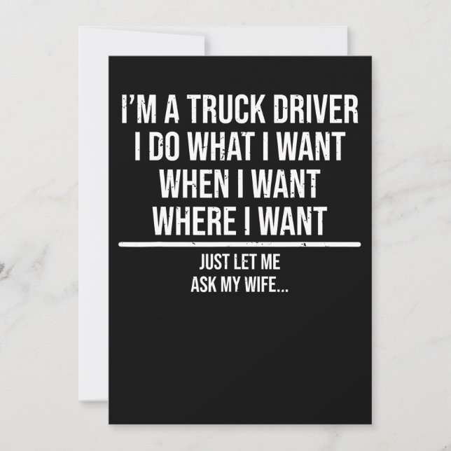 Funny Truck Driver Husband Ask My Wife Trucker Gif Save The Date (Front)