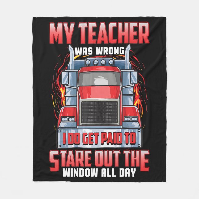 Funny Truck Drivers Art Gift For Truckers And Men. Fleece Blanket (Front)