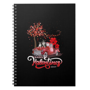 Funny Truck Valentines Day Boston Terrier Dog Hear Notebook