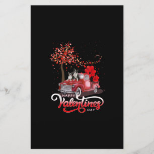 Funny Truck Valentines Day Boston Terrier Dog Hear Stationery