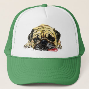 Funny Trucker Hat with Pug Dog