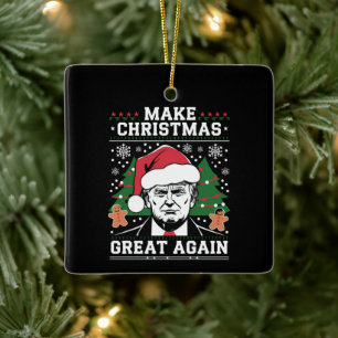 Funny Trump 2024 Make Christmas Great Again Ceramic Ornament