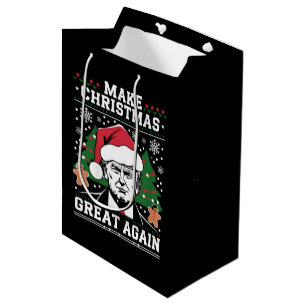 Funny Trump 2024 Make Christmas Great Again Medium Gift Bag