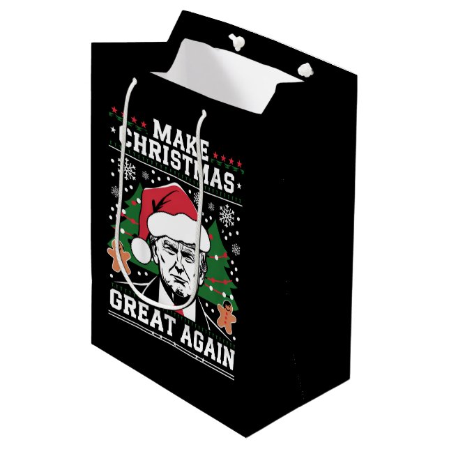 Funny Trump 2024 Make Christmas Great Again  Medium Gift Bag (Front Angled)