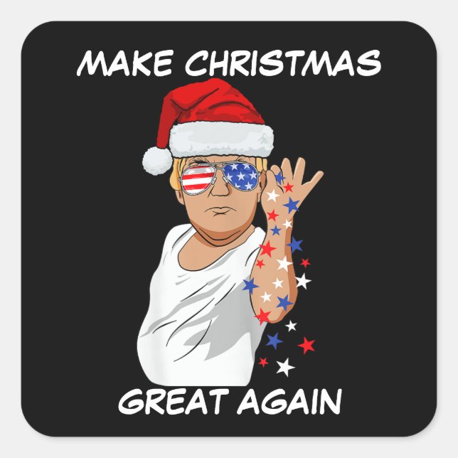 Funny Trump 2024 Make Christmas Great Again Square Sticker (Front)