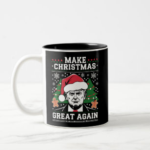 Funny Trump 2024 Make Christmas Great Again  Two-Tone Coffee Mug