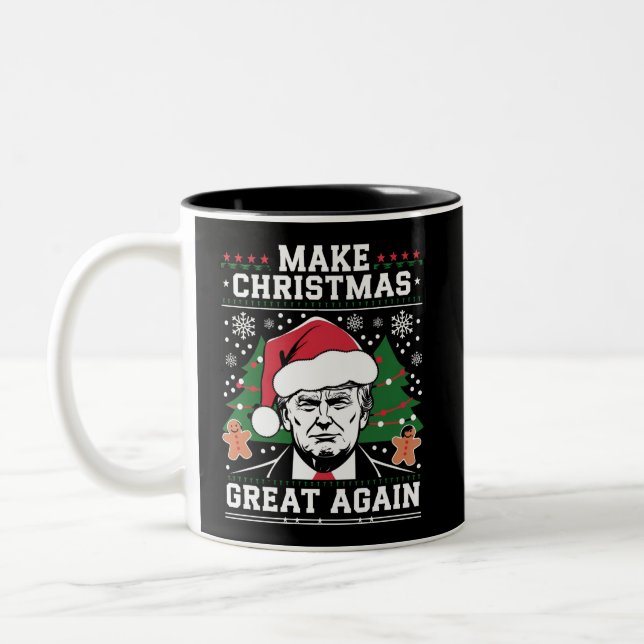Funny Trump 2024 Make Christmas Great Again  Two-Tone Coffee Mug (Left)