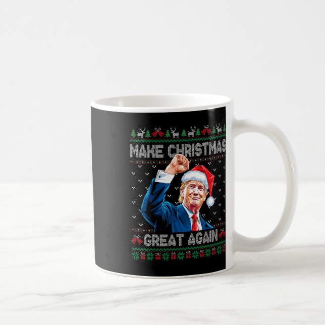 Funny Trump 2024 Make Christmas Great Again Ugly C Coffee Mug (Right)