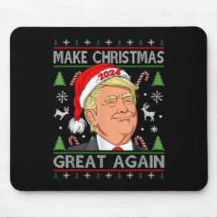 Funny Trump 2024 Make Christmas Great Again Ugly Mouse Mat