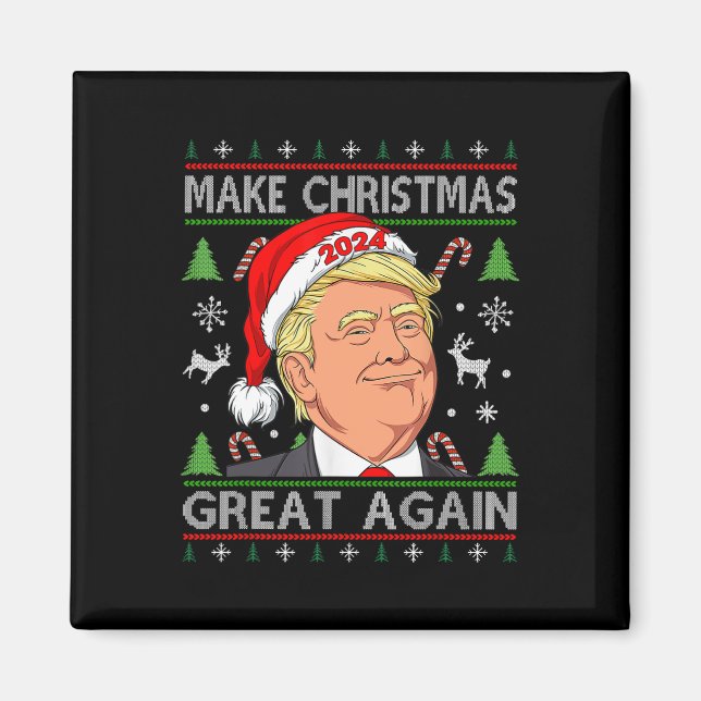 Funny Trump 2024 Make Christmas Great Again Ugly S Magnet (Front)