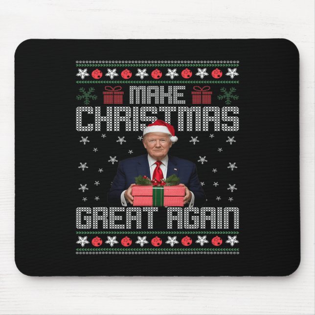 Funny Trump 2024 Make Christmas Great Again Ugly S Mouse Mat (Front)