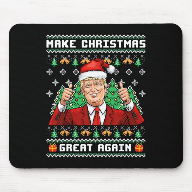 Funny Trump 2024 Make Christmas Great Again Ugly S Mouse Mat (Front)