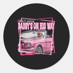 Funny Trump 2024 Pink Daddys On His Way Classic Round Sticker