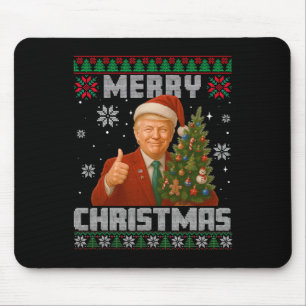 Funny Trump 2025 Merry Christmas Tree Ugly Xmas Pa Mouse Mat