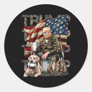Funny Trump 45 47 Hunting Beer Ducks Us Flag Camo Classic Round Sticker